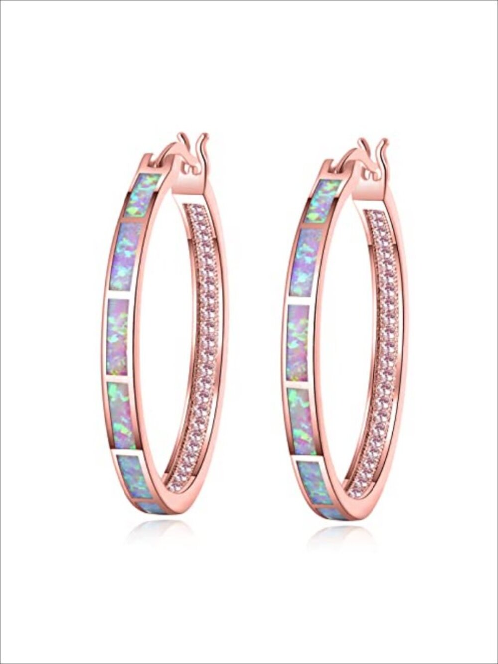 Opal Hoop Earrings for Women Gemstone Big Hoop Earrings 32mm